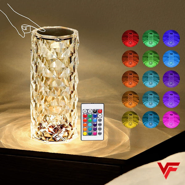 '- Crystal Lamp Rose Light Diamond Lamp 16 Colors Changing with Remote Control